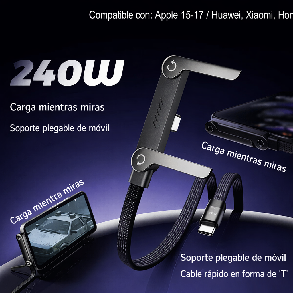 Cargador 240W plegable ultra rápido y resistente